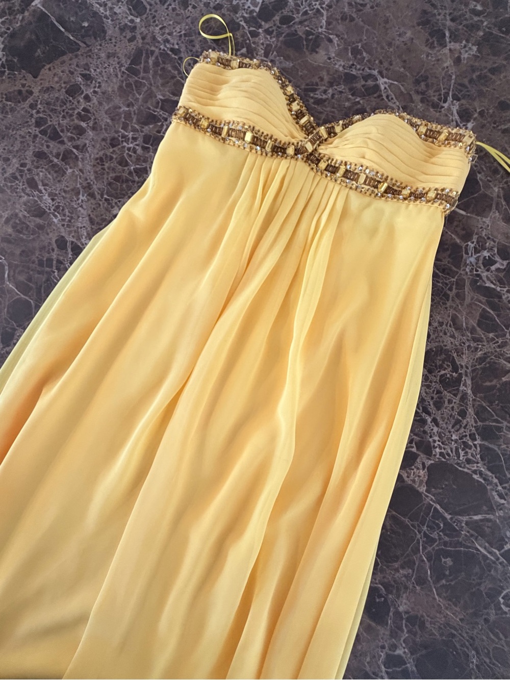 Cache Bright Yellow Satin Dress